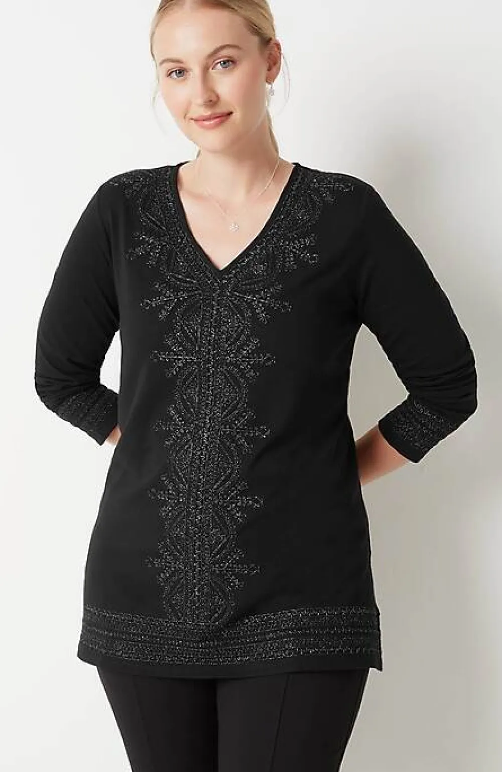 J.Jill Metallic-Embroidered Tunic | Jjill-Women Tops & Tees