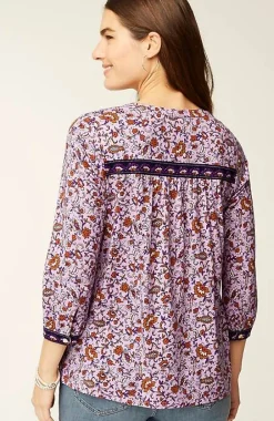 J.Jill Mixed-Florals Border-Printed Top | Jjill-Women Tops & Tees