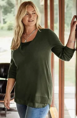 J.Jill Mixed-Media Layered V-Neck Sweater | Jjill-Women Sweaters