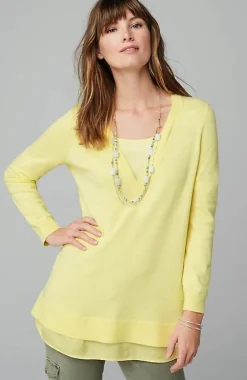 J.Jill Mixed-Media Layered V-Neck Sweater | Jjill-Women Sweaters