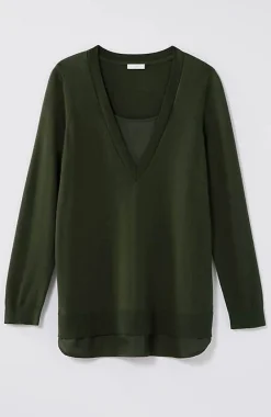 J.Jill Mixed-Media Layered V-Neck Sweater | Jjill-Women Sweaters