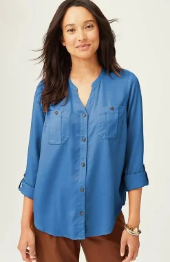 J.Jill Overdyed Button-Front Camp Shirt | Jjill-Women Shirts & Blouses