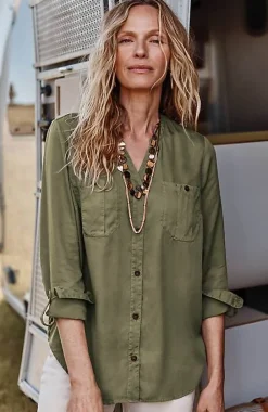 J.Jill Overdyed Button-Front Camp Shirt | Jjill-Women Shirts & Blouses