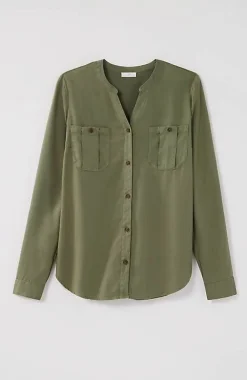 J.Jill Overdyed Button-Front Camp Shirt | Jjill-Women Shirts & Blouses