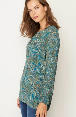 J.Jill Paisley Pleated-Sleeves Tunic | Jjill-Women Tunics