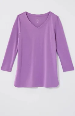 J.Jill Pima 3/4-Sleeve V-Neck Tee | Jjill-Women Tops & Tees