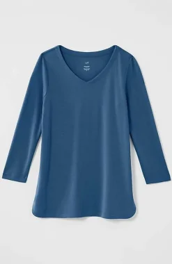 J.Jill Pima 3/4-Sleeve V-Neck Tee | Jjill-Women Tops & Tees