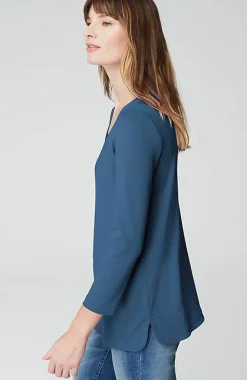 J.Jill Pima 3/4-Sleeve V-Neck Tee | Jjill-Women Tops & Tees
