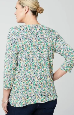 J.Jill Pima 3/4-Sleeve V-Neck Tee | Jjill-Women Tops & Tees