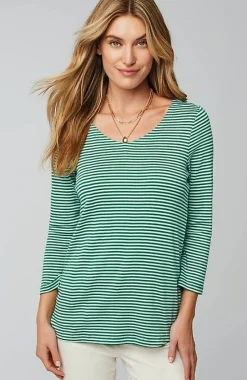 J.Jill Pima 3/4-Sleeve V-Neck Tee | Jjill-Women Tops & Tees