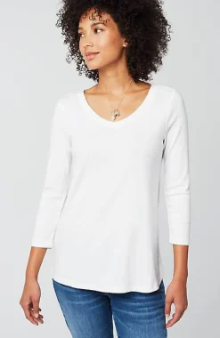 J.Jill Pima 3/4-Sleeve V-Neck Tee | Jjill-Women Tops & Tees