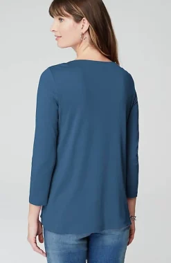J.Jill Pima 3/4-Sleeve V-Neck Tee | Jjill-Women Tops & Tees