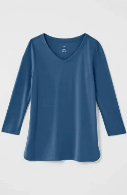J.Jill Pima 3/4-Sleeve V-Neck Tee | Jjill-Women Tops & Tees