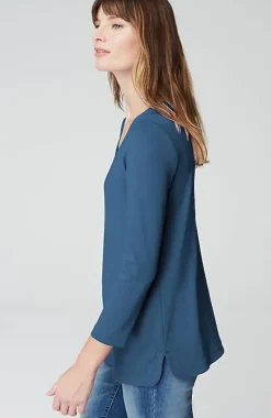 J.Jill Pima 3/4-Sleeve V-Neck Tee | Jjill-Women Tops & Tees
