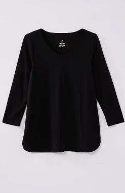 J.Jill Pima 3/4-Sleeve V-Neck Tee | Jjill-Women Tops & Tees
