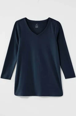 J.Jill Pima 3/4-Sleeve V-Neck Tee | Jjill-Women Tops & Tees