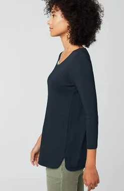 J.Jill Pima 3/4-Sleeve V-Neck Tee | Jjill-Women Tops & Tees
