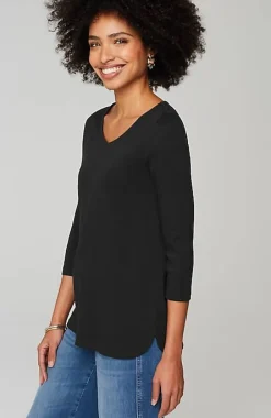 J.Jill Pima 3/4-Sleeve V-Neck Tee | Jjill-Women Tops & Tees