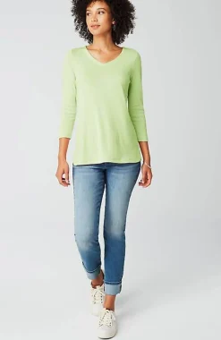J.Jill Pima 3/4-Sleeve V-Neck Tee | Jjill-Women Tops & Tees