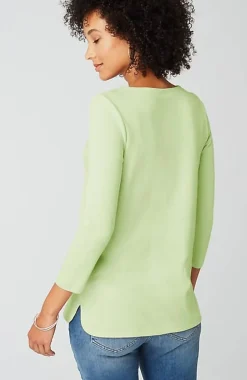 J.Jill Pima 3/4-Sleeve V-Neck Tee | Jjill-Women Tops & Tees