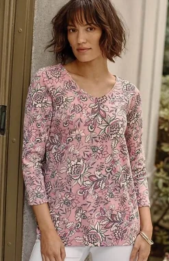 J.Jill Pima 3/4-Sleeve V-Neck Tee | Jjill-Women Tops & Tees