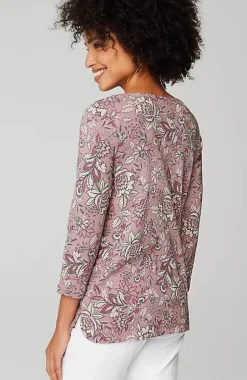 J.Jill Pima 3/4-Sleeve V-Neck Tee | Jjill-Women Tops & Tees