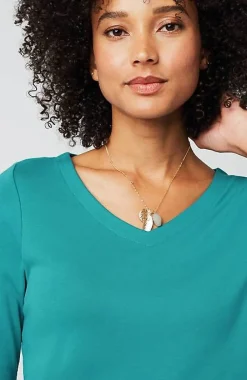 J.Jill Pima 3/4-Sleeve V-Neck Tee | Jjill-Women Tops & Tees