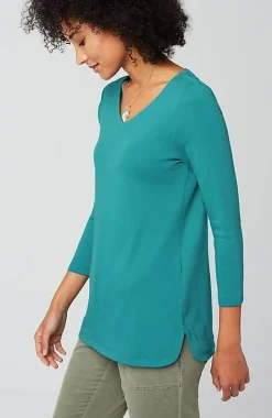 J.Jill Pima 3/4-Sleeve V-Neck Tee | Jjill-Women Tops & Tees