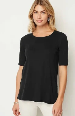 J.Jill Pima-Slub Scoop-Neck Side-Slit Tee | Jjill-Women Tops & Tees