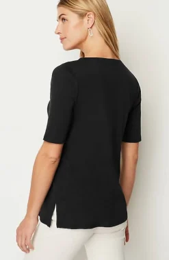 J.Jill Pima-Slub Scoop-Neck Side-Slit Tee | Jjill-Women Tops & Tees