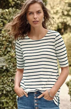 J.Jill Pima-Slub Scoop-Neck Side-Slit Tee | Jjill-Women Tops & Tees