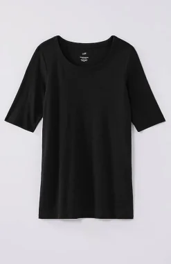 J.Jill Pima-Slub Scoop-Neck Side-Slit Tee | Jjill-Women Tops & Tees