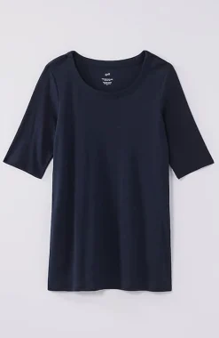 J.Jill Pima-Slub Scoop-Neck Side-Slit Tee | Jjill-Women Tops & Tees