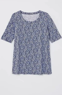 J.Jill Pima-Slub Scoop-Neck Side-Slit Tee | Jjill-Women Tops & Tees