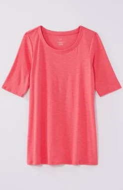 J.Jill Pima-Slub Scoop-Neck Side-Slit Tee | Jjill-Women Tops & Tees