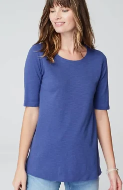 J.Jill Pima-Slub Scoop-Neck Side-Slit Tee | Jjill-Women Tops & Tees