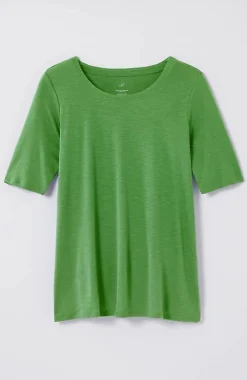 J.Jill Pima-Slub Scoop-Neck Side-Slit Tee | Jjill-Women Tops & Tees