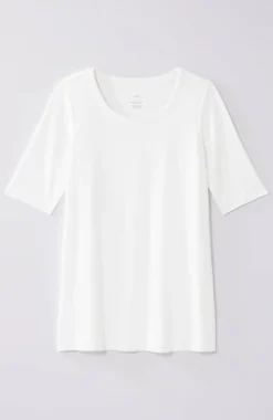 J.Jill Pima-Slub Scoop-Neck Side-Slit Tee | Jjill-Women Tops & Tees