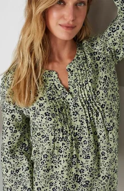 J.Jill Pintucked Printed Linen Popover | Jjill-Women Shirts & Blouses