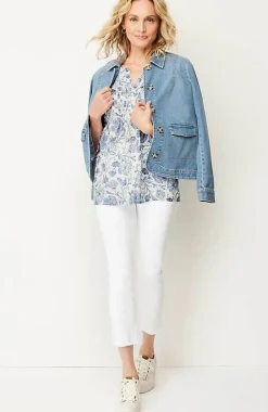 J.Jill Pintucked Printed Linen Popover | Jjill-Women Shirts & Blouses