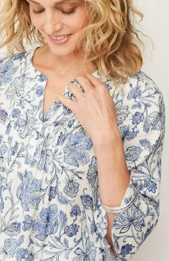J.Jill Pintucked Printed Linen Popover | Jjill-Women Shirts & Blouses