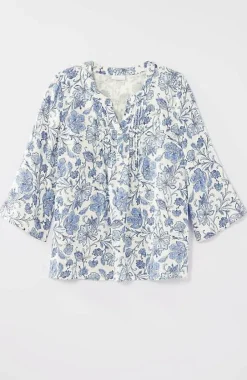 J.Jill Pintucked Printed Linen Popover | Jjill-Women Shirts & Blouses