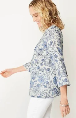 J.Jill Pintucked Printed Linen Popover | Jjill-Women Shirts & Blouses