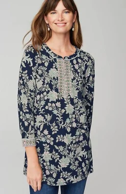 J.Jill Piped Paisley Tunic | Jjill-Women Tops & Tees