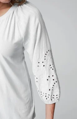 J.Jill Placed-Eyelet Mixed-Media Top | Jjill-Women Tops & Tees