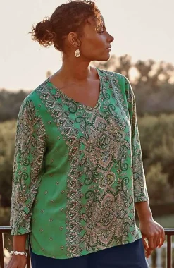 J.Jill Placed-Paisley Top | Jjill-Women Shirts & Blouses