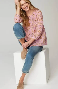 J.Jill Printed A-Line Pintucked Top | Jjill-Women Shirts & Blouses