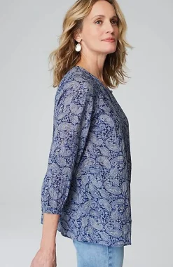 J.Jill Printed A-Line Pintucked Top | Jjill-Women Shirts & Blouses