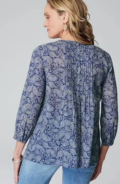 J.Jill Printed A-Line Pintucked Top | Jjill-Women Shirts & Blouses