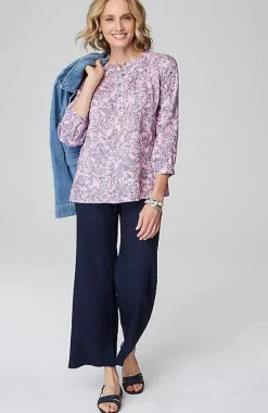 J.Jill Printed Linen Pintucked Popover | Jjill-Women Shirts & Blouses